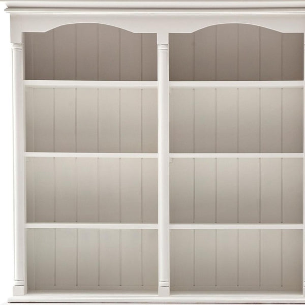HomeRoots 87" White Wood Sideboard with Hutch - Handcrafted Mahogany Storage for Vintage Charm & Style 397129