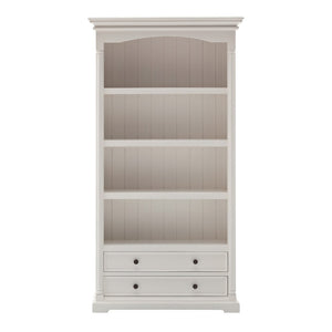 HomeRoots 75" White Solid Wood Four-Tier Bookcase - Elegant Storage Solution for Home, Office, & Nooks 397130