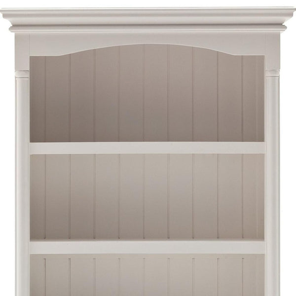 HomeRoots 75" White Solid Wood Four-Tier Bookcase - Elegant Storage Solution for Home, Office, & Nooks 397130