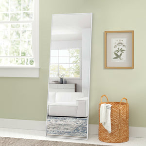 Homeroots Freestanding Silver Full-length Floor Mirror Silver Glass 397133