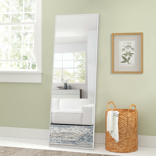 Homeroots Freestanding Silver Full-length Floor Mirror Silver Glass 397133