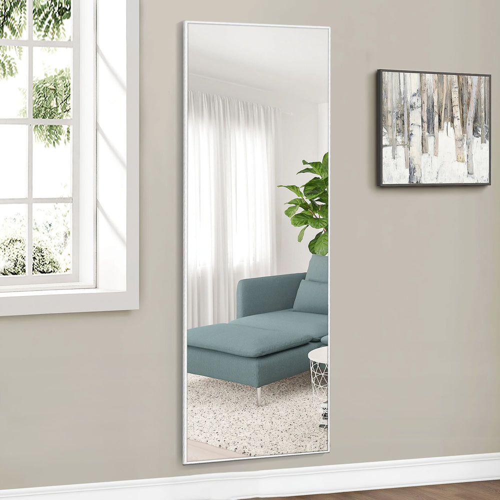 Homeroots Freestanding Silver Full-length Floor Mirror Silver Glass 397133
