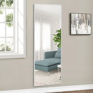 Homeroots Freestanding Silver Full-length Floor Mirror Silver Glass 397133