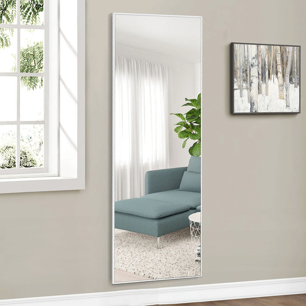 Homeroots Freestanding Silver Full-length Floor Mirror Silver Glass 397133