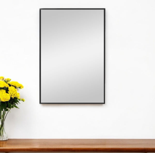 HomeRoots 38" Elegant Metal Framed Accent Mirror - Versatile Wall Decor for Home, Office & Entryways 37.8" x 26" Black 397142