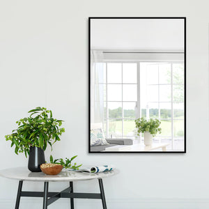 Homeroots Black Wide Rectangular Mirror  Glass 397143