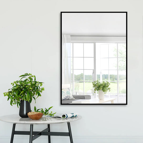 Homeroots Black Wide Rectangular Mirror  Glass 397143