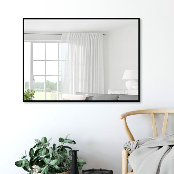 Homeroots Black Wide Rectangular Mirror  Glass 397143