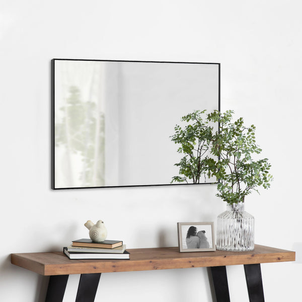 Homeroots Black Wide Rectangular Mirror  Glass 397143
