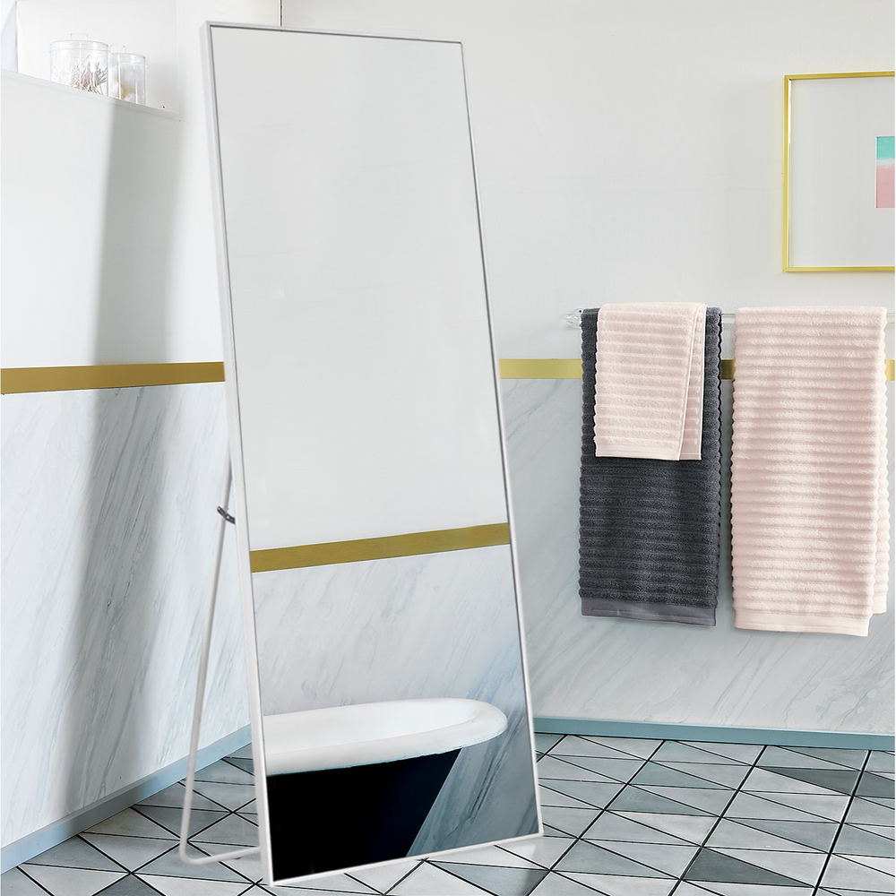 Homeroots White Framed Wall Mirror With Stand White Glass 397147