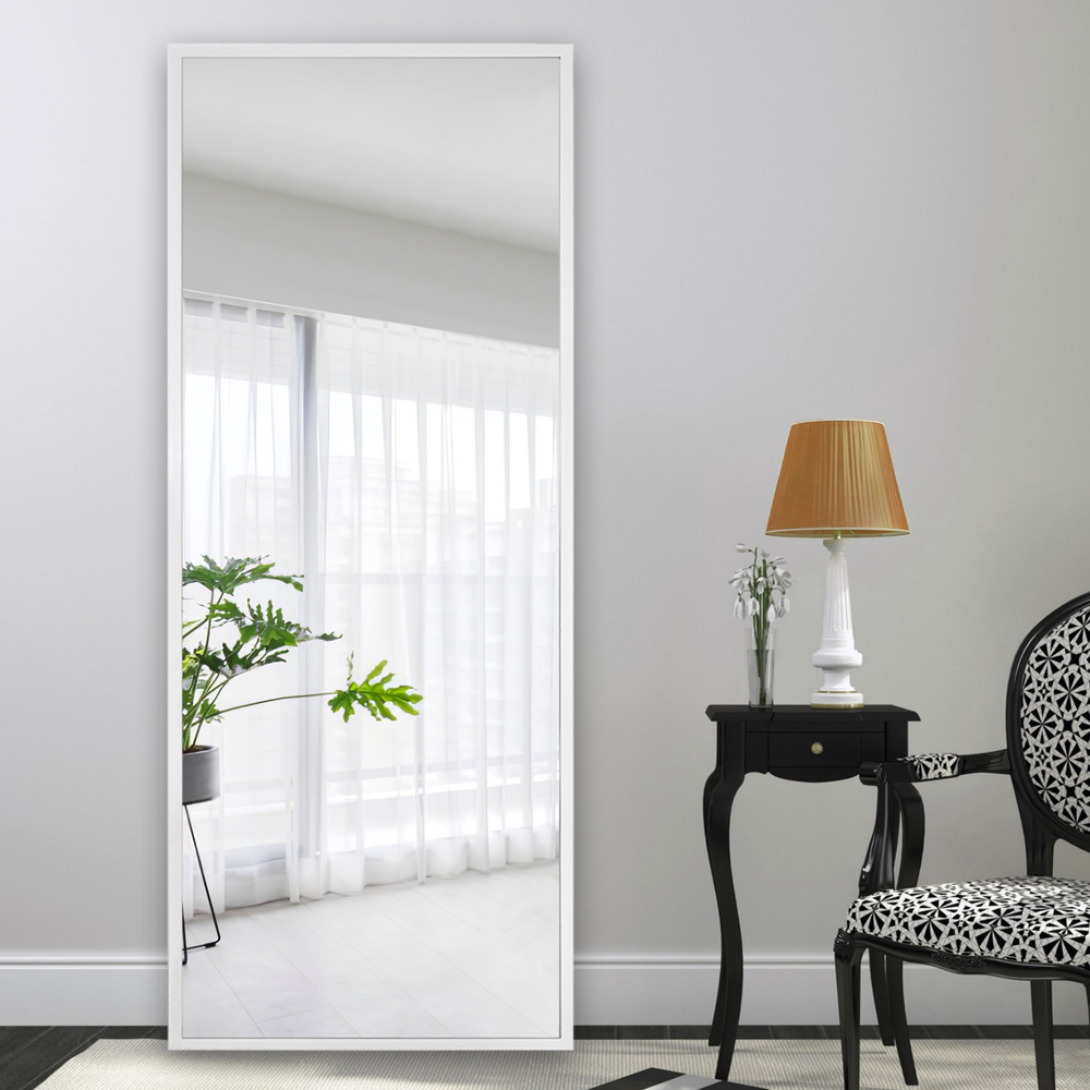 Homeroots White Framed Wall Mirror With Stand White Glass 397147