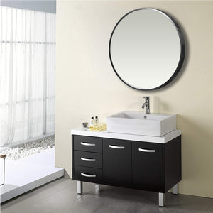 Homeroots Minimal Black Round Wall Mirror  Glass 397149