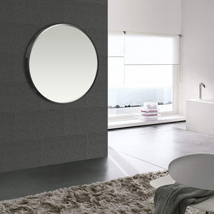Homeroots Minimal Black Round Wall Mirror  Glass 397149