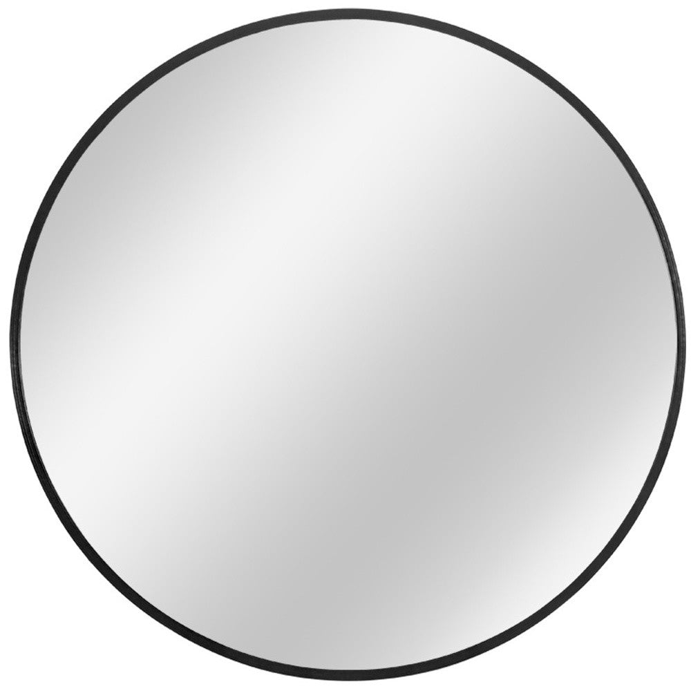Homeroots Minimal Black Round Wall Mirror  Glass 397149