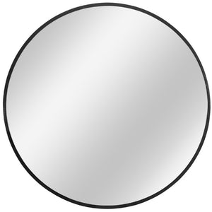 Homeroots Minimal Black Round Wall Mirror  Glass 397149