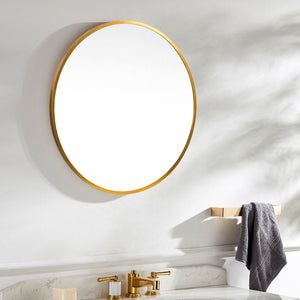 Homeroots Minimal Gold Round Wall Mirror  Glass 397150