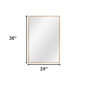 Homeroots 36" Gold Metal Framed Bathroom Vanity Mirror Gold Glass 397151
