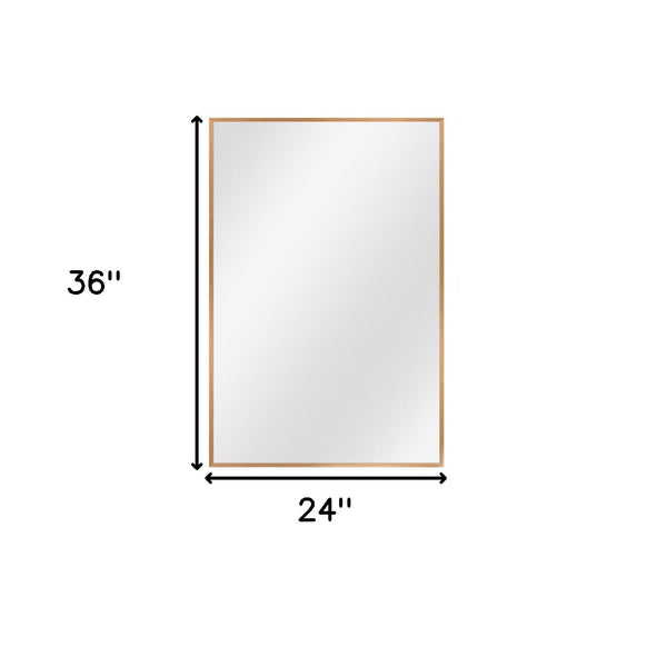 Homeroots 36" Gold Metal Framed Bathroom Vanity Mirror Gold Glass 397151