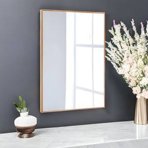 Homeroots 36" Gold Metal Framed Bathroom Vanity Mirror Gold Glass 397151