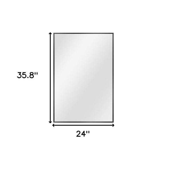 Homeroots 36" Black Metal Framed Accent Mirror Black Glass 397152