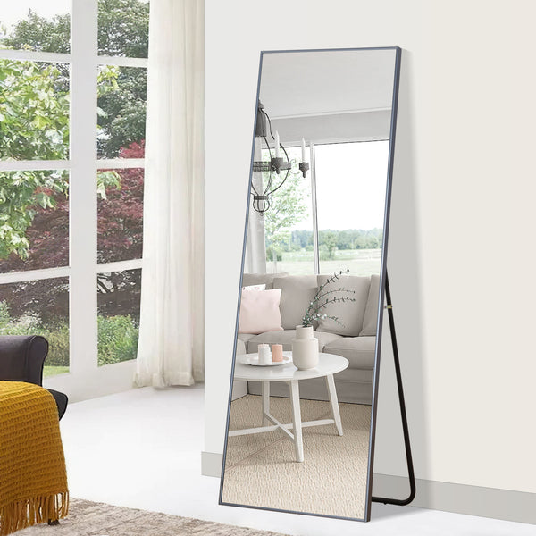 Homeroots Sapphire Aluminum Framed Mirror Steel Gray Glass 397157