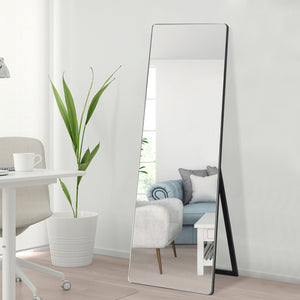 Homeroots Rounded Wooden Standing Mirror  Glass 397159