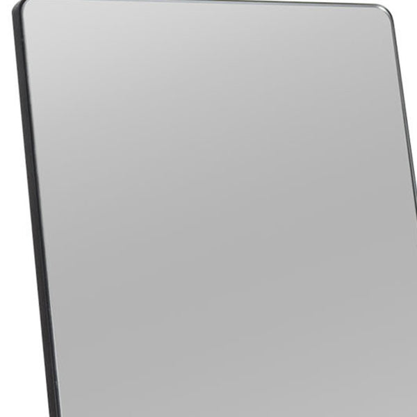 Homeroots Rounded Wooden Standing Mirror  Glass 397159