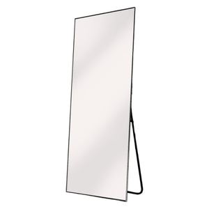 Homeroots 59" Black Metal Framed Full Length Mirror Black Glass 397160
