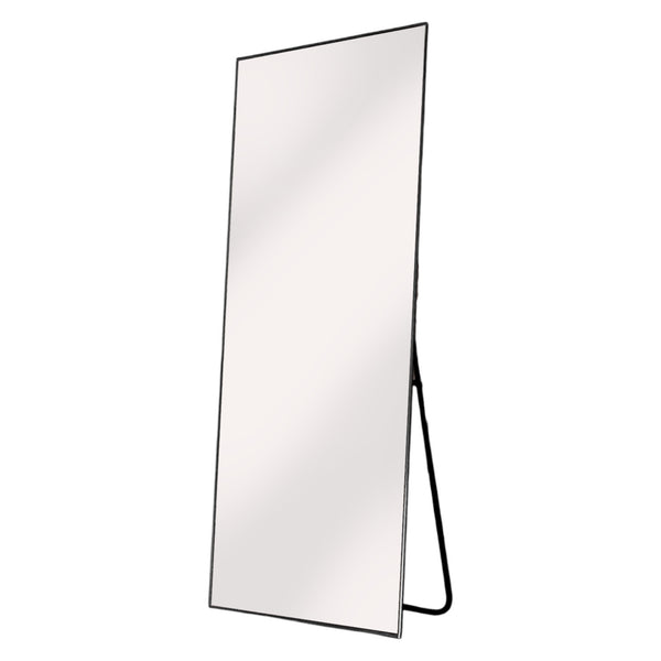 Homeroots 59" Black Metal Framed Full Length Mirror Black Glass 397160