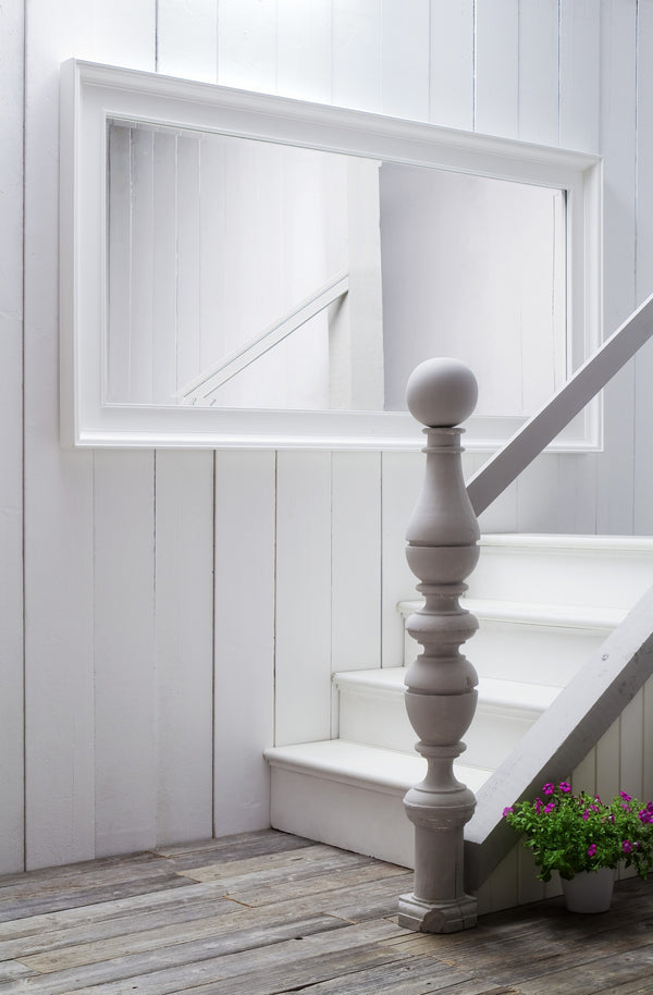 Homeroots 79" White Wood Framed Full Length Hanging Mirror  Mahogany 397163