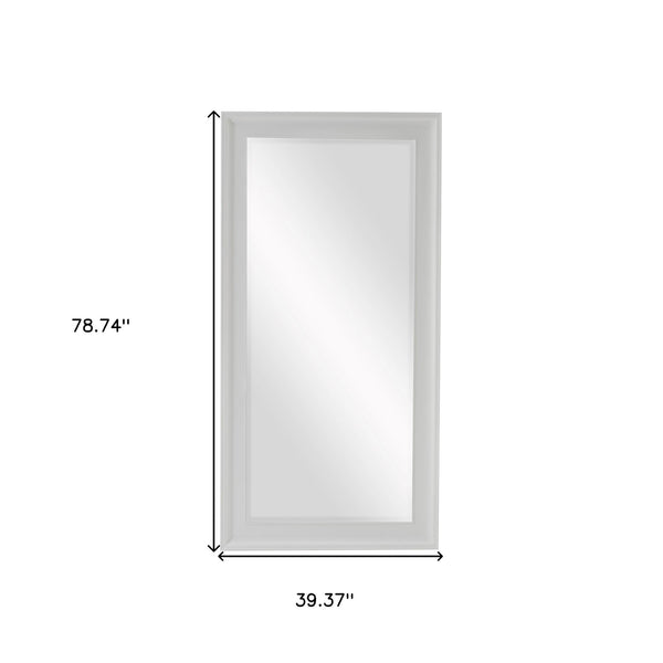 Homeroots 79" White Wood Framed Full Length Hanging Mirror  Mahogany 397163