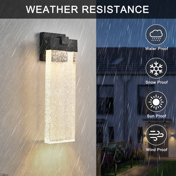 English Elm 18"(H) 12W Modern Outdoor Wall Light Bubble Crystal LED Sconce, Weatherproof Black Up/Down Glow W2312P389950