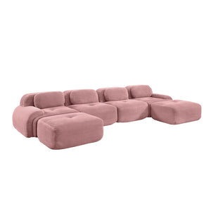 English Elm U-shaped Modular Sectional Corduroy Sofa with Ergonomic Armrests for Living Rooms W714S01412