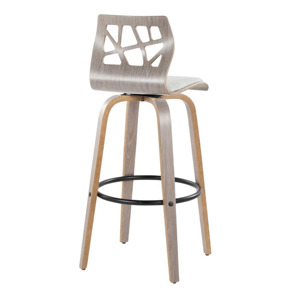 English Elm Folia Swivel Barstools Set of 2 Bent Wood Frame Upholstered Seat for Kitchen Island B202S00565