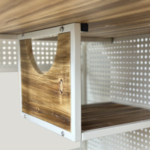 English Elm 55.12 Spacious Cat House with Tempered Glass, Fir Wood & Iron Frame, Modern White for Living Areas W757P173275