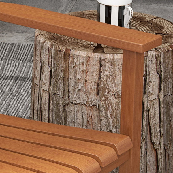 English Elm Outsunny Outdoor Rocking Chair Set For Garden & Porch - Stylish Comfort With Side Table, Teak Finish W2225P174322-GIGA