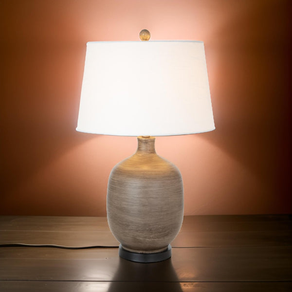 HomeRoots Set of Two 28" Black Table Lamps with Elegant White Empire Shades for Timeless Home Décor Style 397214