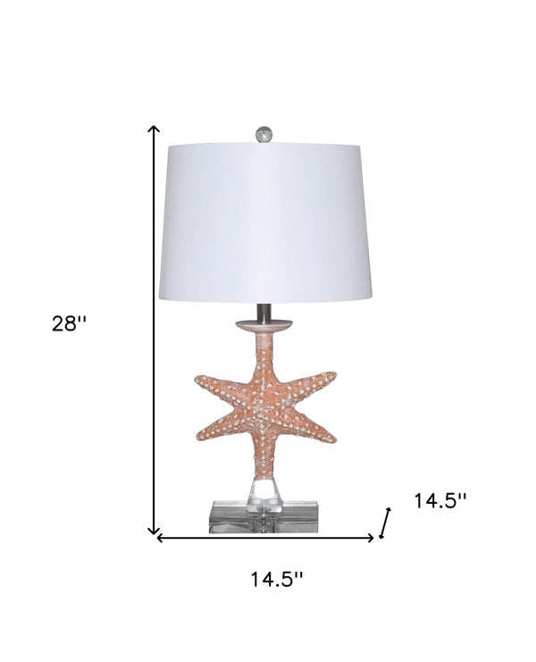 HomeRoots Set of Two 28" Coastal Clear Table Lamps with White Drum Shade for Elegant Home Lighting Decor 397215