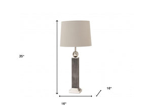 HomeRoots Set of Two Stylish Gray and Silver Table Lamps – Modern Distressed Design with Adjustable Brightness 397216