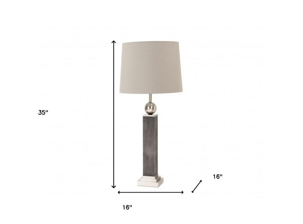 HomeRoots Set of Two Stylish Gray and Silver Table Lamps – Modern Distressed Design with Adjustable Brightness 397216