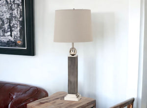 HomeRoots Set of Two Stylish Gray and Silver Table Lamps – Modern Distressed Design with Adjustable Brightness 397216