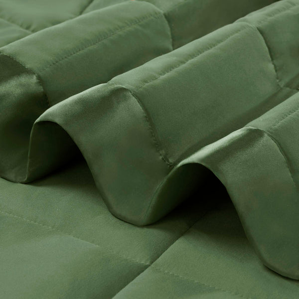 English Elm 1 Lightweight Down Alternative Twin Blanket with Satin Trim, Microfiber Cover, 13oz Filling, Quilted Green 14.96 L x 6.5 W x 6.5 H B035P319514