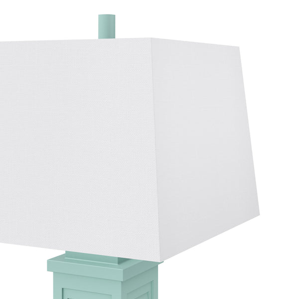 Homeroots Set Of Two 32" Teal Blue Table Lamp With Off White Shade   397246