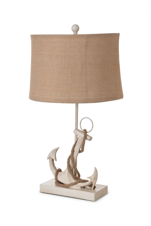 Homeroots Set Of Two Tan And White Anchor Table Lamps   397251