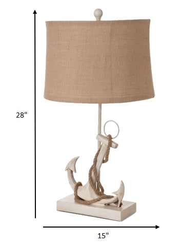 Homeroots Set Of Two Tan And White Anchor Table Lamps   397251