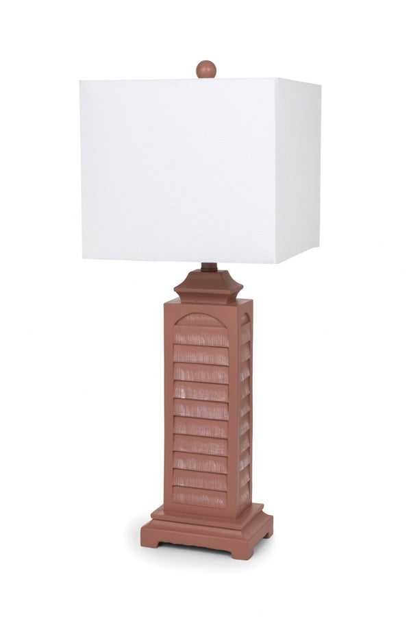 HomeRoots Set of Two 30" Red Table Lamps with Adjustable 3-Way Switch & Elegant Off-White Linen Shades 397258