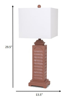 HomeRoots Set of Two 30" Red Table Lamps with Adjustable 3-Way Switch & Elegant Off-White Linen Shades 397258