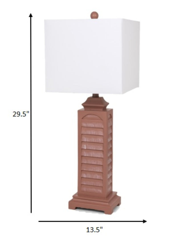 HomeRoots Set of Two 30" Red Table Lamps with Adjustable 3-Way Switch & Elegant Off-White Linen Shades 397258