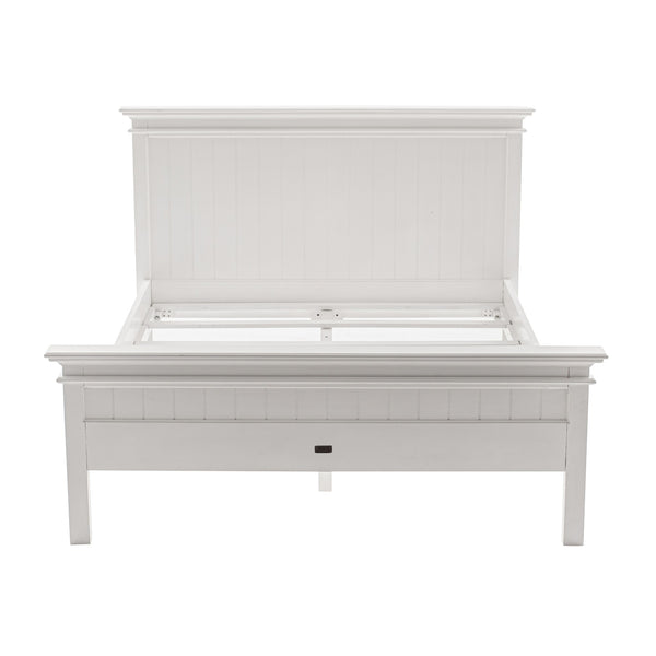 Homeroots Classic White Panel Queen Size Bed  Mahogany 397278