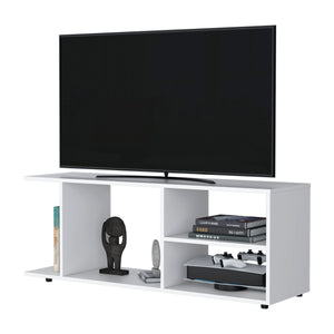 English Elm Tubac Modern TV Rack in White Melamine with Open Shelves for Media Storage, Durable 47.4" W B128P237132